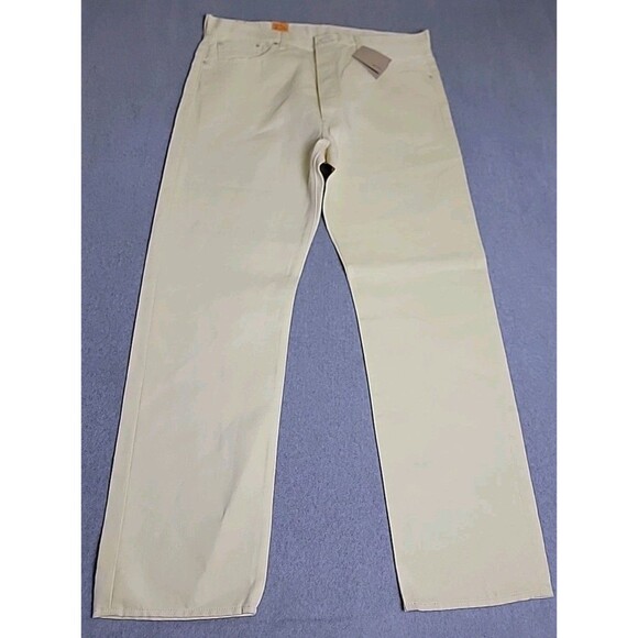 Levis Mens 501 Jeans 40x34 Straight Yellow Button Fly Yellow High Shrink Rigid - Picture 2 of 16